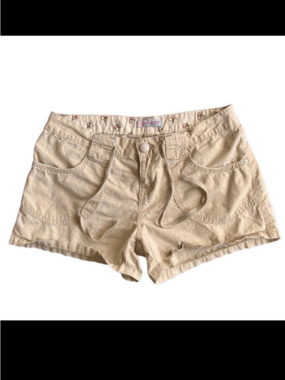 Vintage Y2K Early 2000s Unionbay Tan Khaki Drawstring Cargo Shorts Size 3